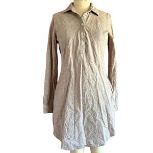 Womens Dress Small Grey Long Sleeve Collar Minimalist Everyday Wear Office